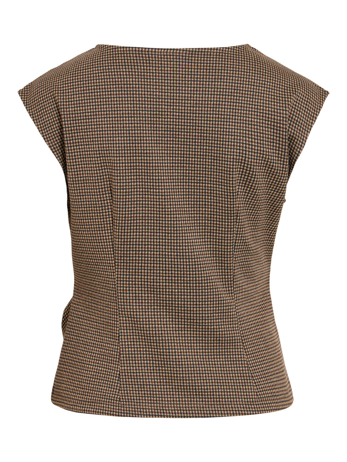 Vichekka o-neck checkered top - Coffee Bean